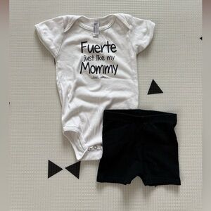 American Apparel|Baby girl summer outfit,white bodysuit•bilingual• & biker short